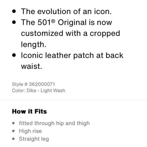 LEVI'S Premium 501 Original Sport Stripe Cropped Jeans in Dibs Size 26 - Picture 13 of 13